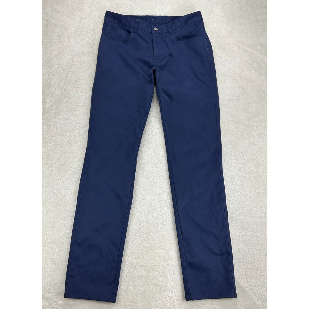 Peter Millar Chino Pants Mens 32x33 Blue Flat Front 5-Pocket Straight Leg READ